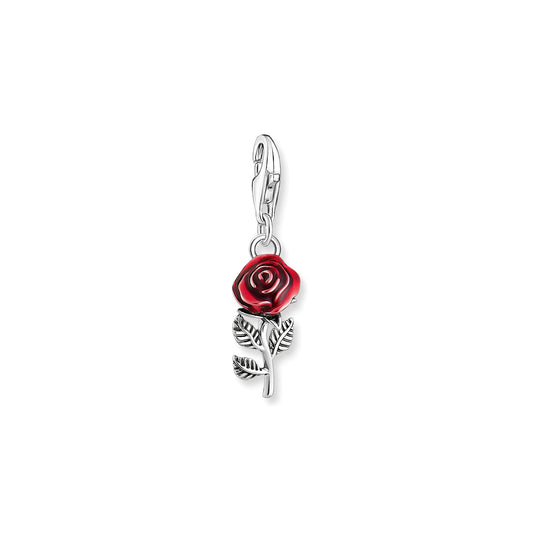 THOMAS SABO - Charm-Anhänger rote Rose in Silber