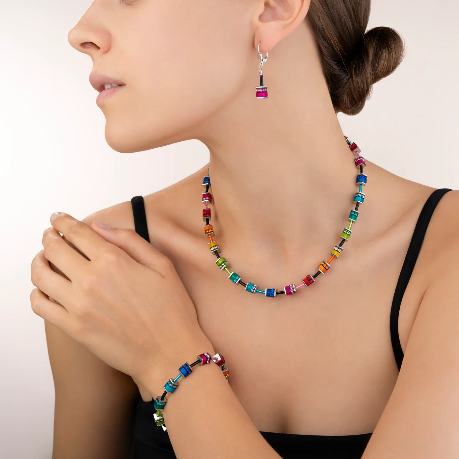 COEUR DE LION - Halskette GeoCUBE® classic Polaris & Strass multicolor Edelstahl