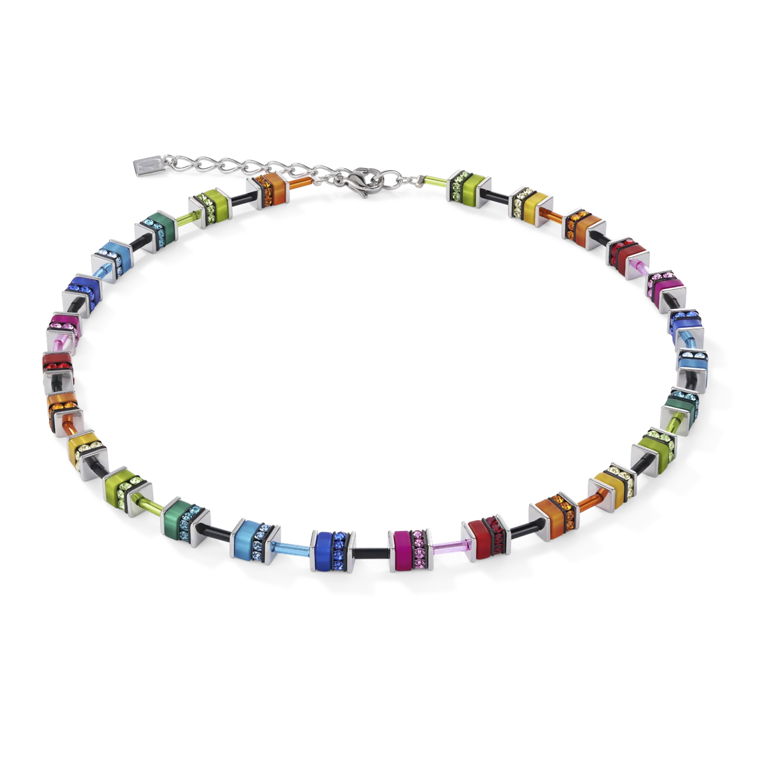 COEUR DE LION - Halskette GeoCUBE® classic Polaris & Strass multicolor Edelstahl