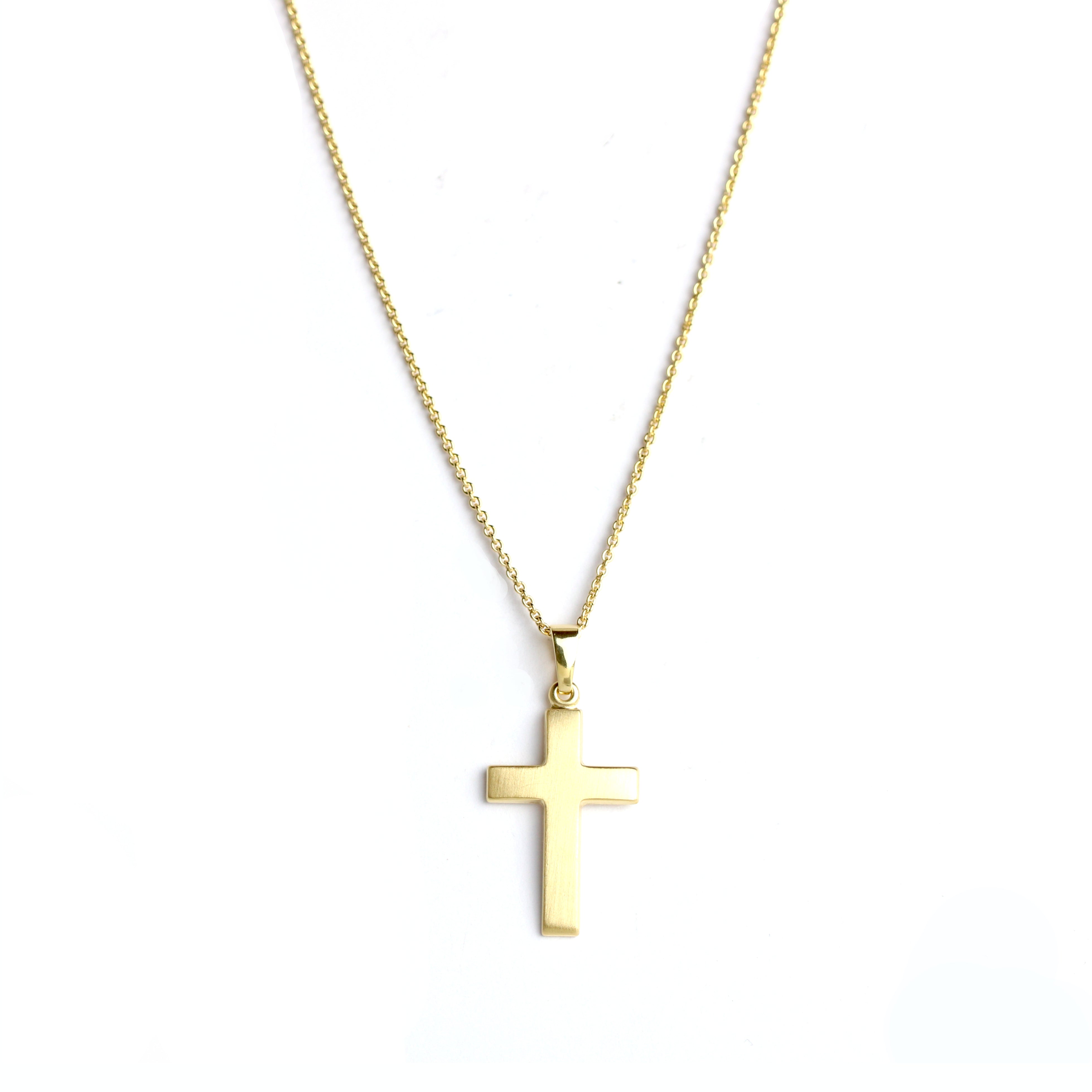 Kreuz Anhänger in Gold mattiert