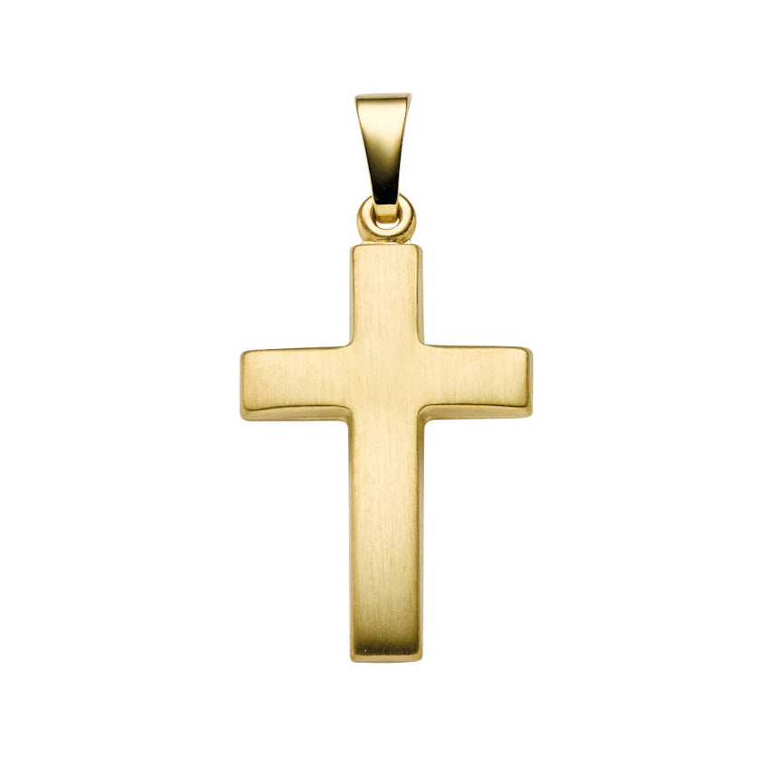 Kreuz Anhänger in Gold mattiert