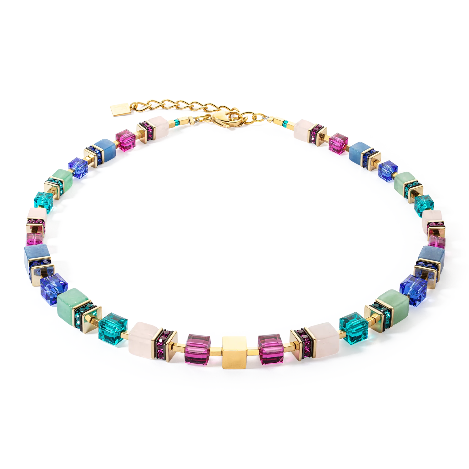 COEUR DE LION - Halskette GeoCUBE® Precious Statement multicolor Edelstahl vergoldet