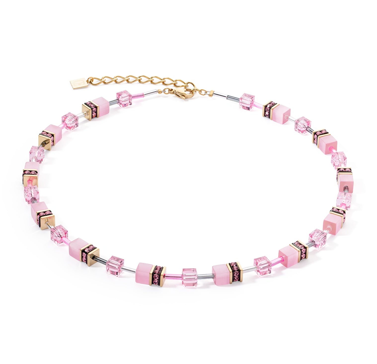 COEUR DE LION - Halskette GeoCUBE® Iconic Mono rosa Edelstahl vergoldet