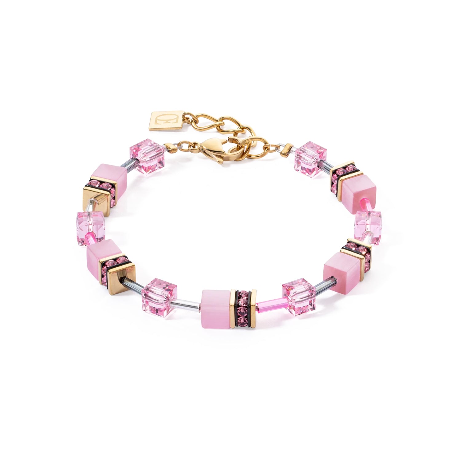 COEUR DE LION - Armkette GeoCUBE® Iconic Mono rosa Edelstahl vergoldet