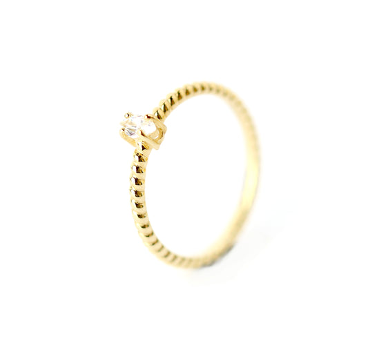 WILHELM MÜLLER - Ring in Gold gekordelt mit Zirkonia