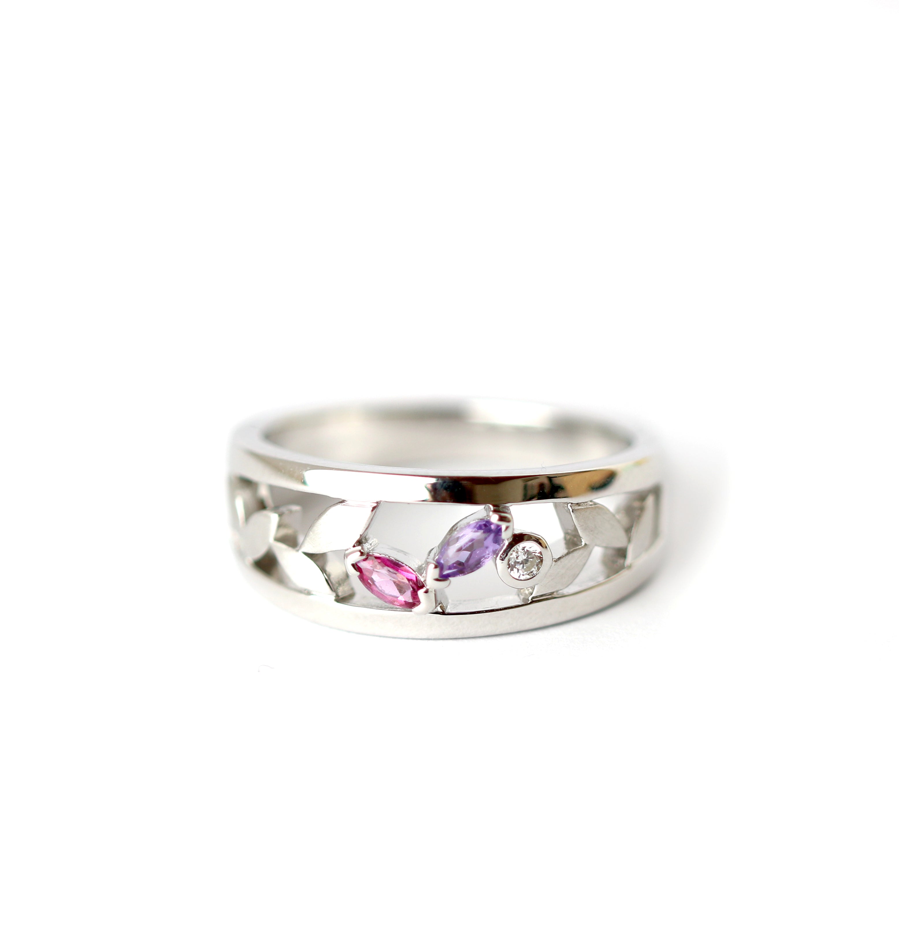 WILHELM MÜLLER - Ring in Silber mit Zirkonia, pinker Topas und Amethyst