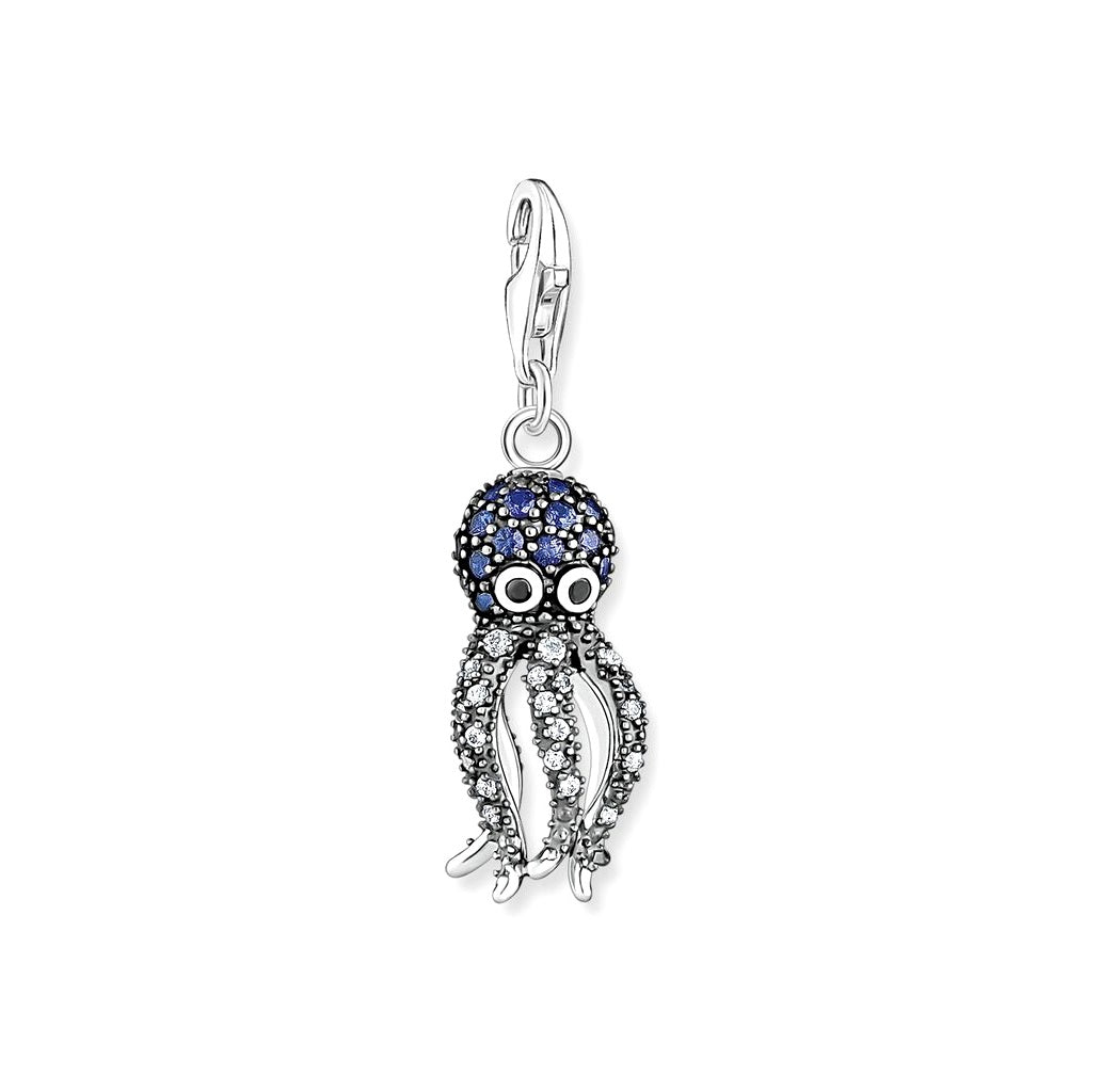 THOMAS SABO - Charm-Anhänger Oktopus mit blauen Zirkonia in Silber