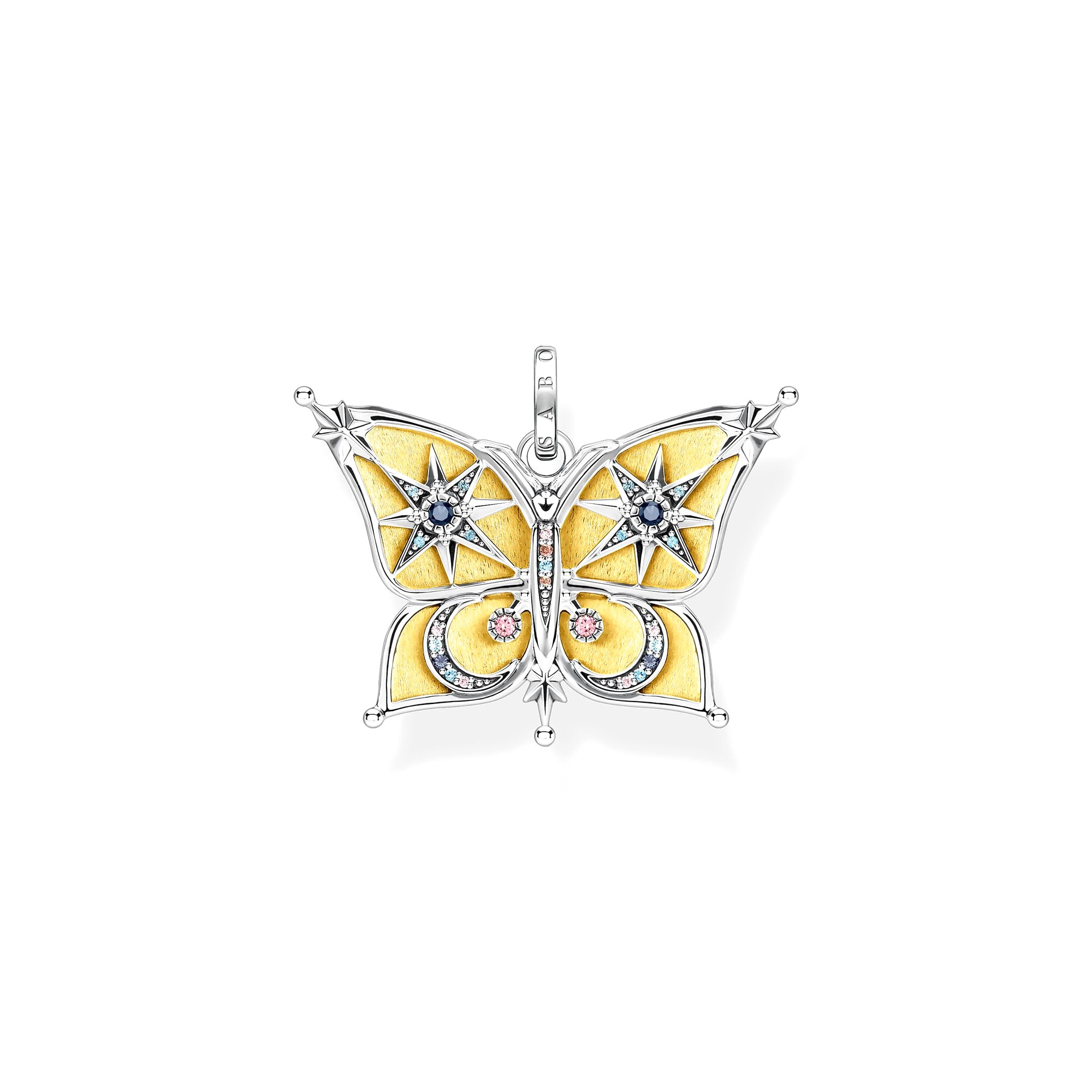 THOMAS SABO - Anhänger Schmetterling mit Mond und Sterne in Silber teilweise vergoldet