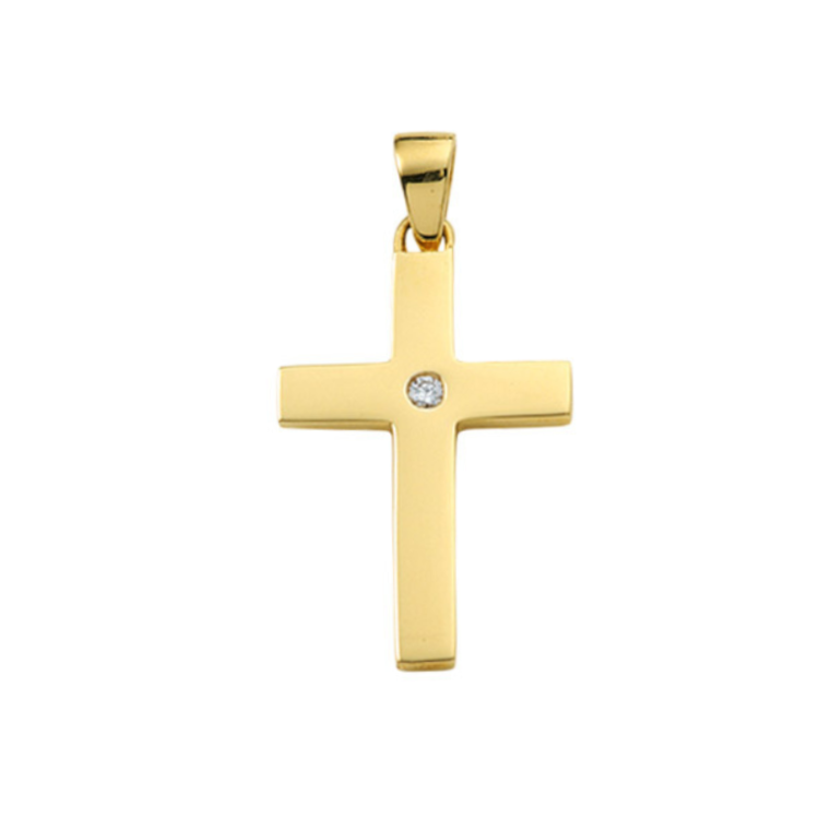 Kreuz Anhänger in Gold mit Brillant