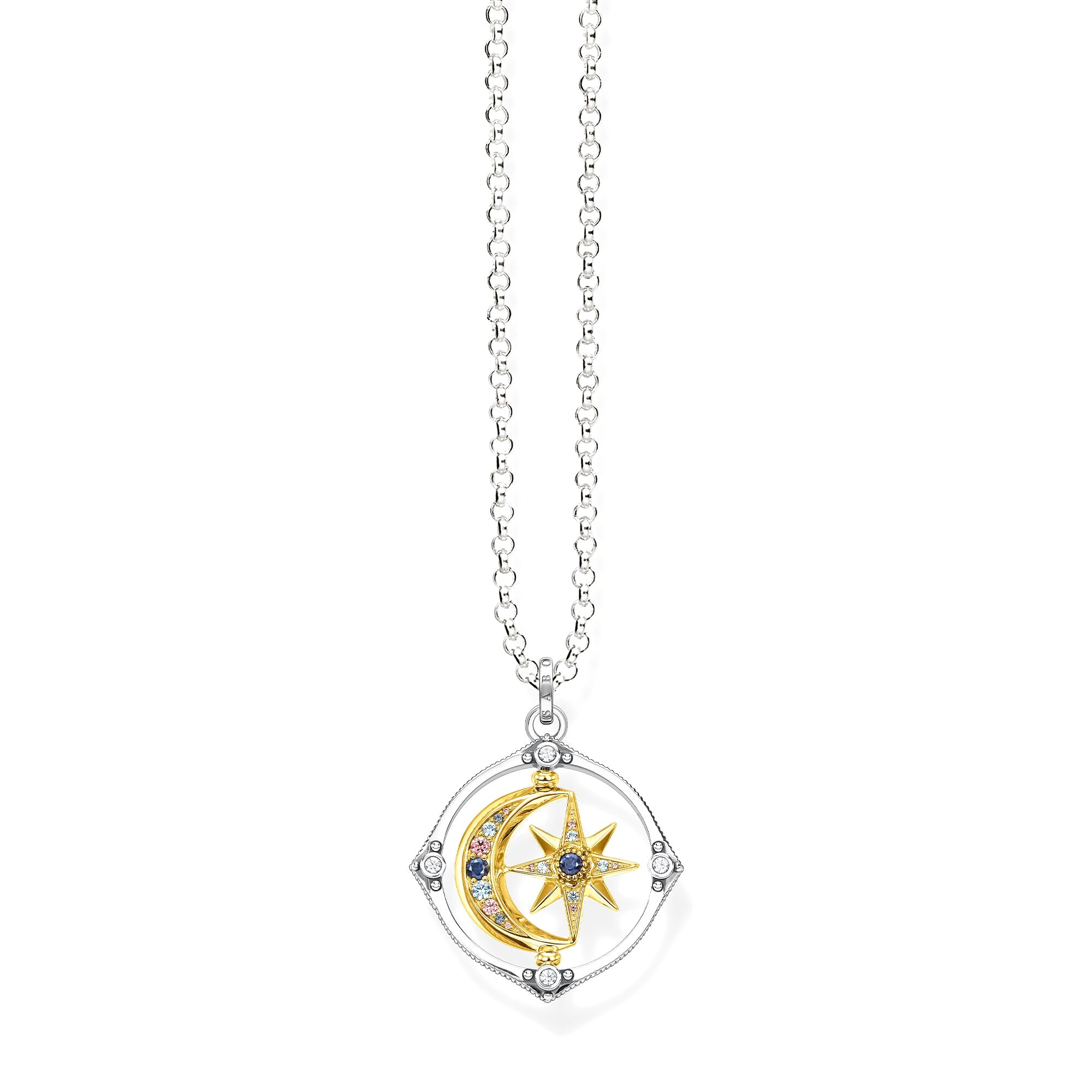 THOMAS SABO - Kette Stern und Mond in Silber teilweise vergoldet