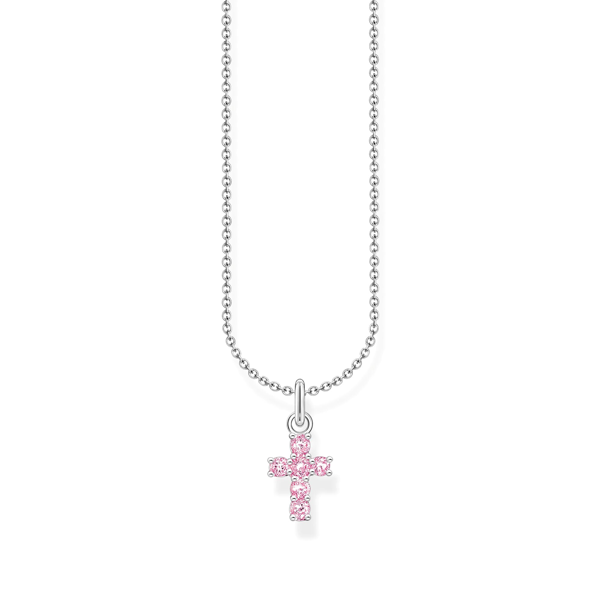 THOMAS SABO - Halskette in Silber mit rosafarbenem Kreuz-Anhänger