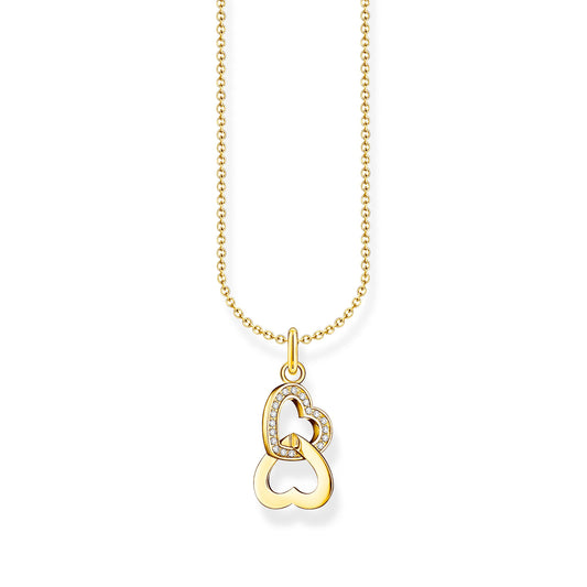 THOMAS SABO - Halskette in Silber vergoldet mit Anhänger verschlungene Herzen