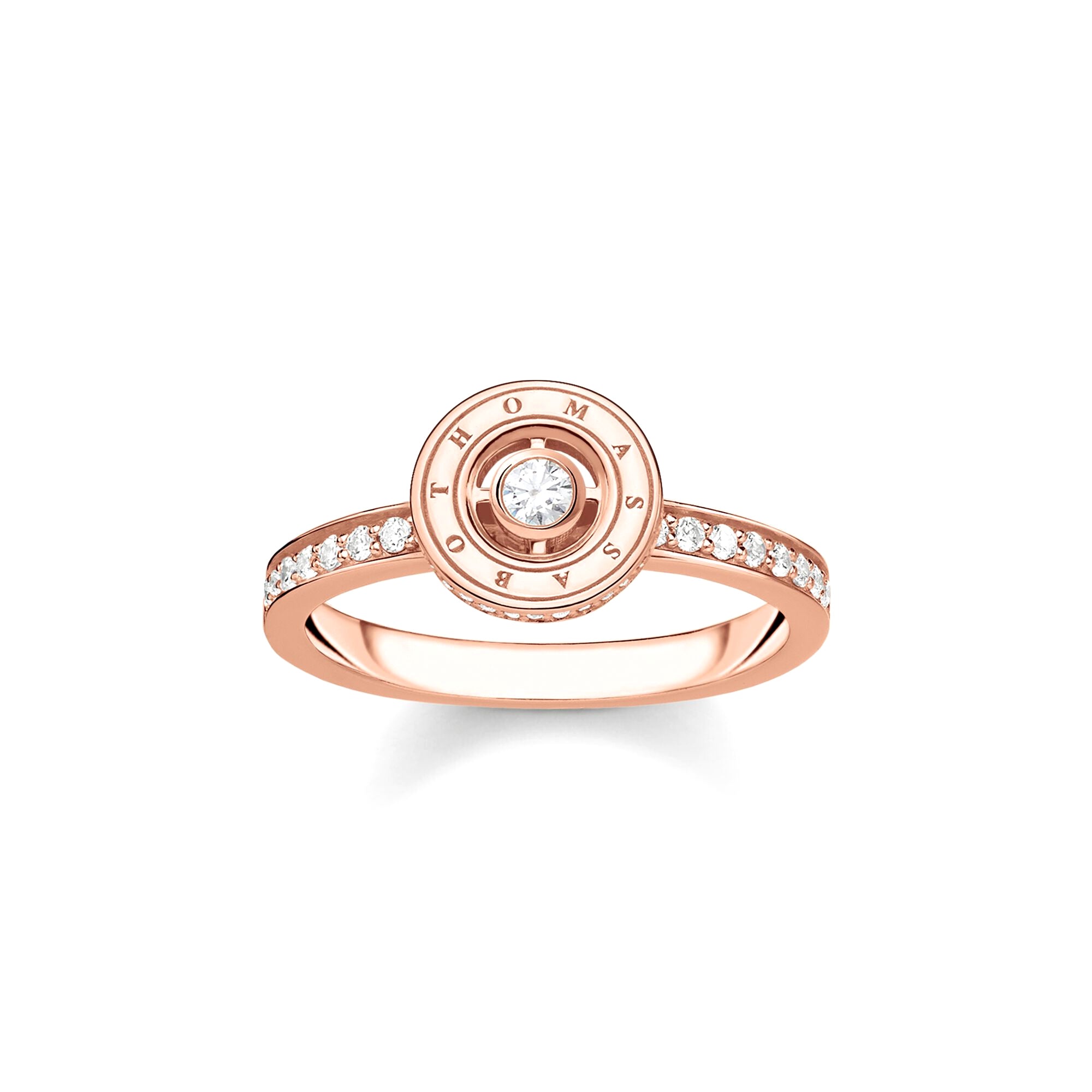 THOMAS SABO - Ring Kreis mit weißen Steinen Pavé verroségoldet