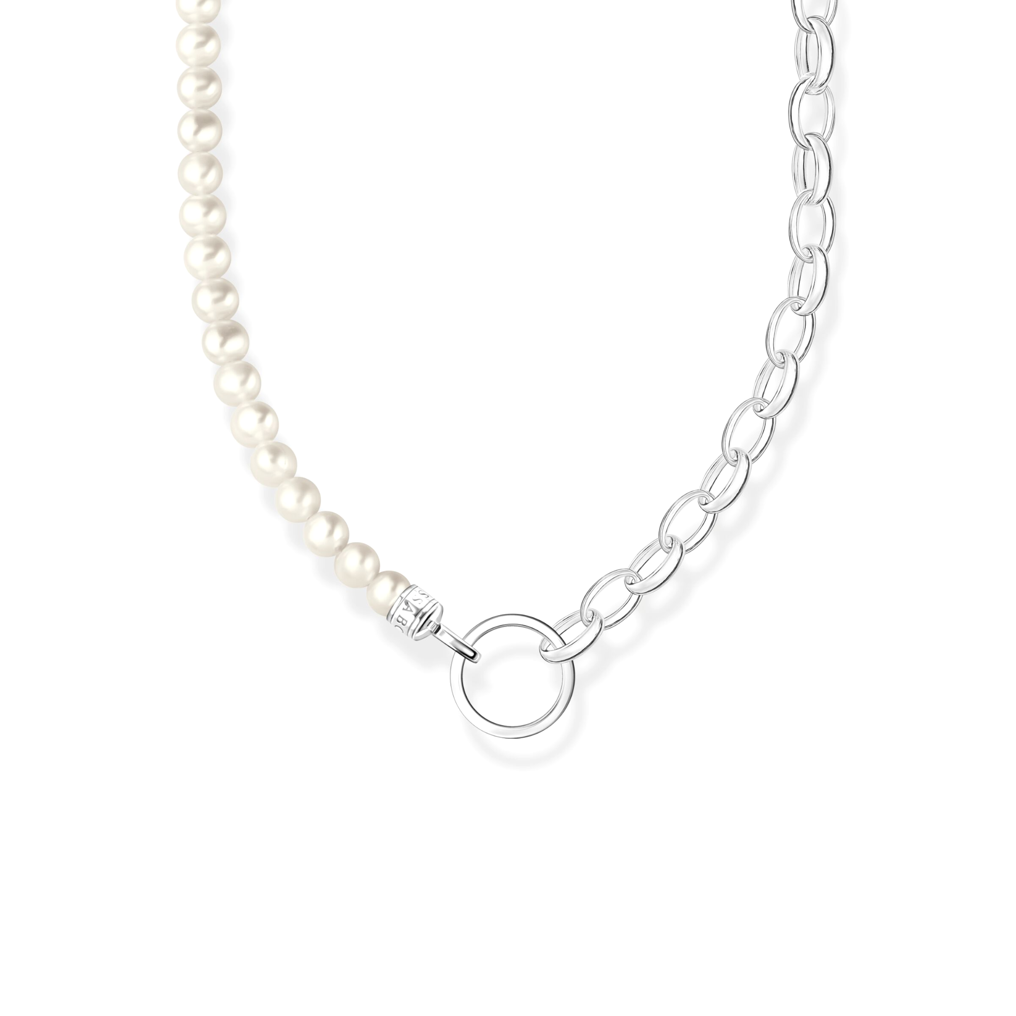 THOMAS SABO - Charm-Kette mit weißen Perlen und Kettengliedern Silber