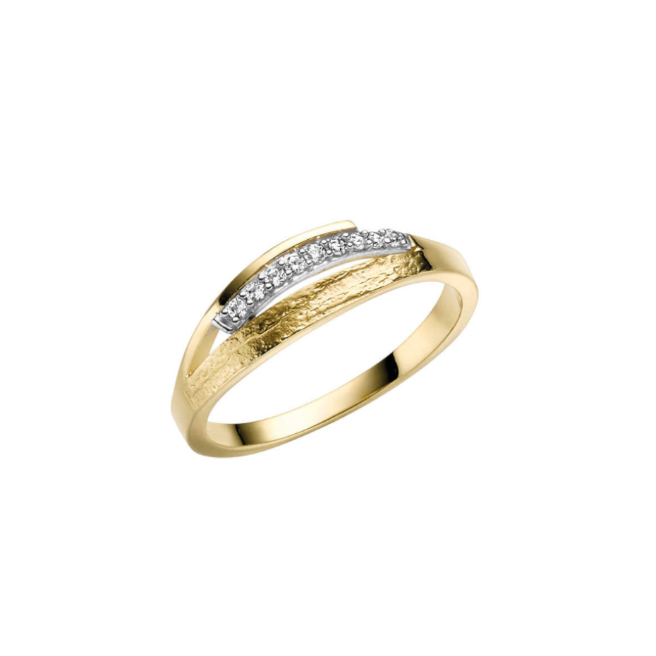 Ring in Gold mattiert mit Zirkonia