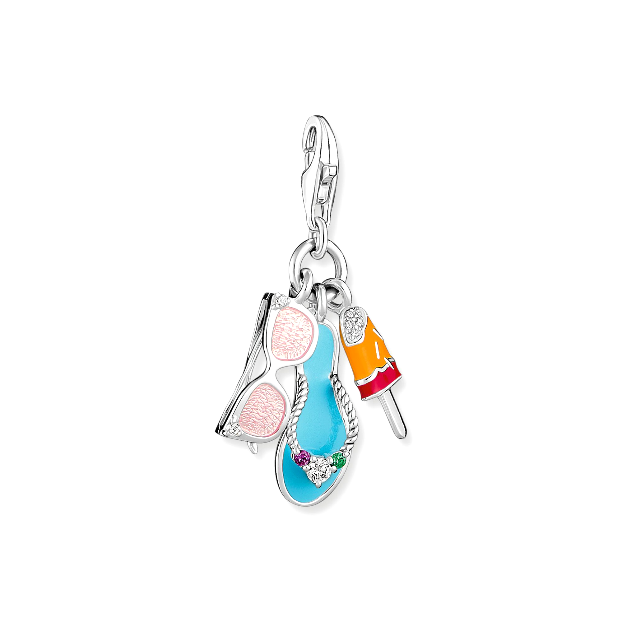 THOMAS SABO - Charm-Anhänger Sonnenbrille, Flip-Flop und Eis Silber