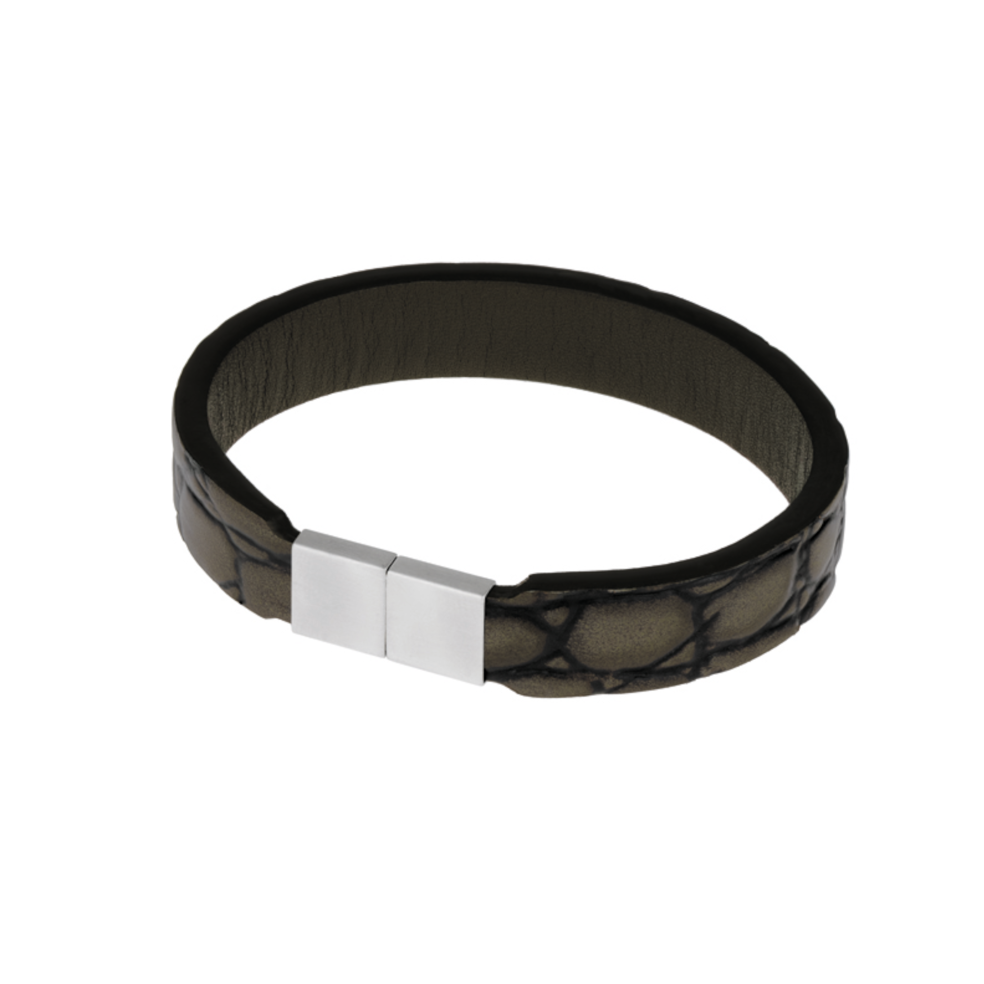 ERNSTES DESIGN - Herrenarmband aus Leder in Reptiloptik schwarz