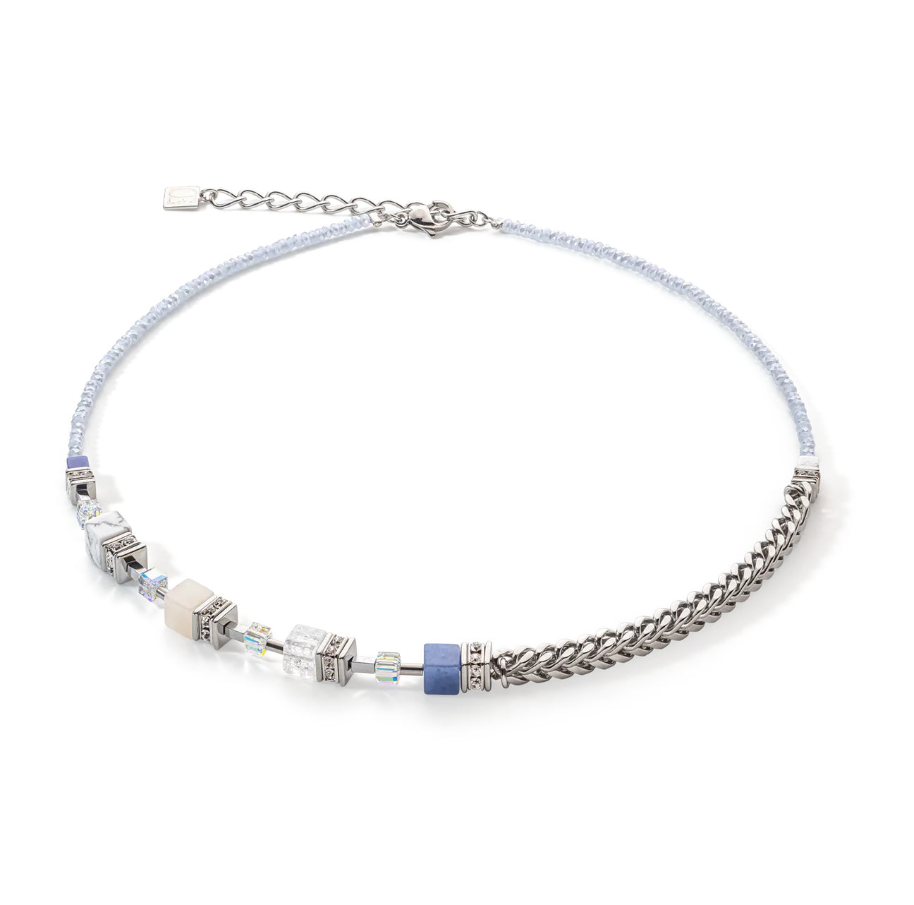 COEUR DE LION - Halskette GeoCUBE® Precious Fusion Chunky Chain mit Bergkristall Edelstahl