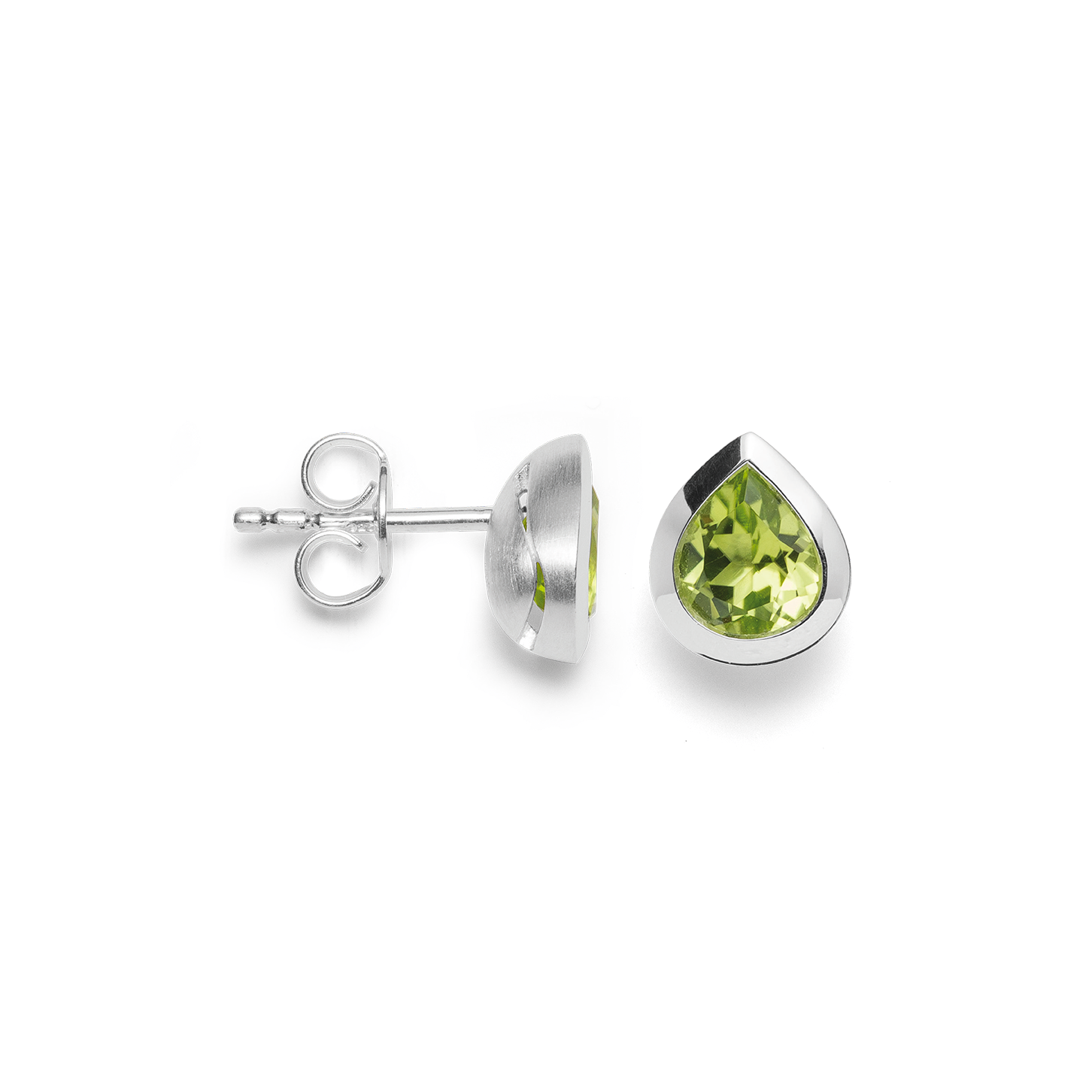 BASTIAN INVERUN -  Ohrstecker Pear Cut in Silber mit Sattgrünem Peridot