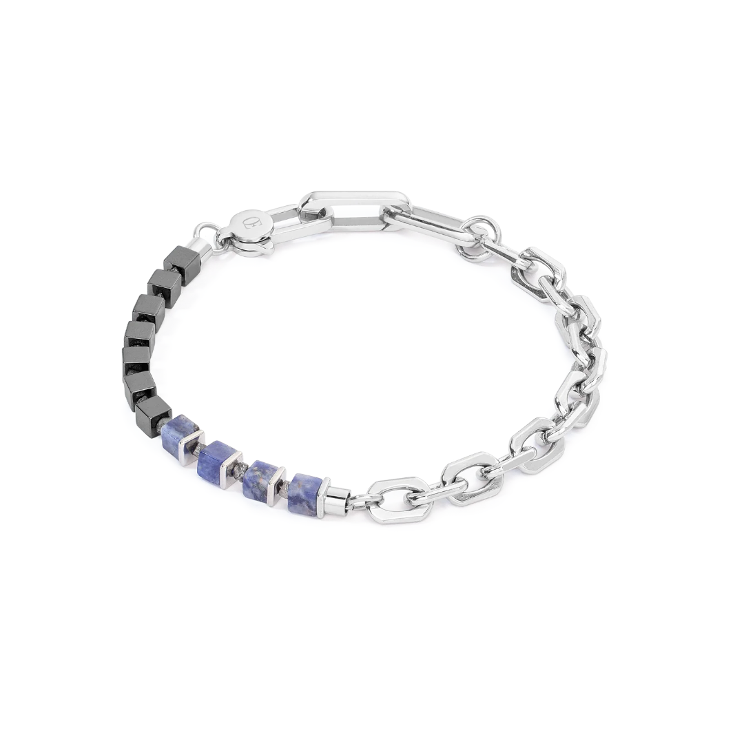 COEUR DE LION - Unisex Armkette Fusion link chain blau in Edelstahl